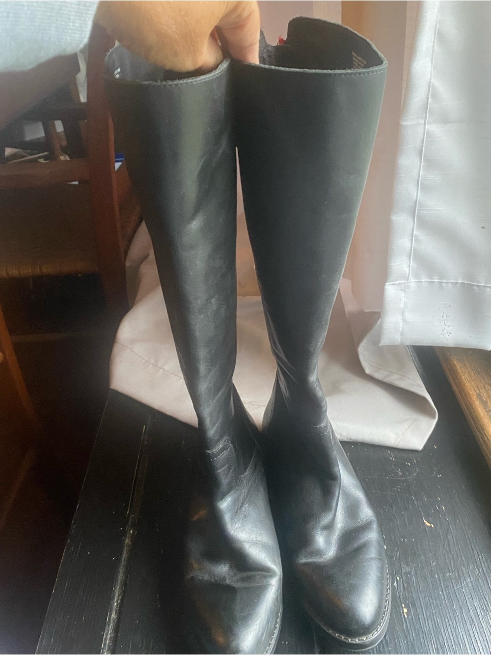 Steve Madden Black Knee-High Leather Heeled Boots